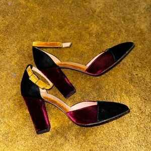 J.crew velvet color block heels